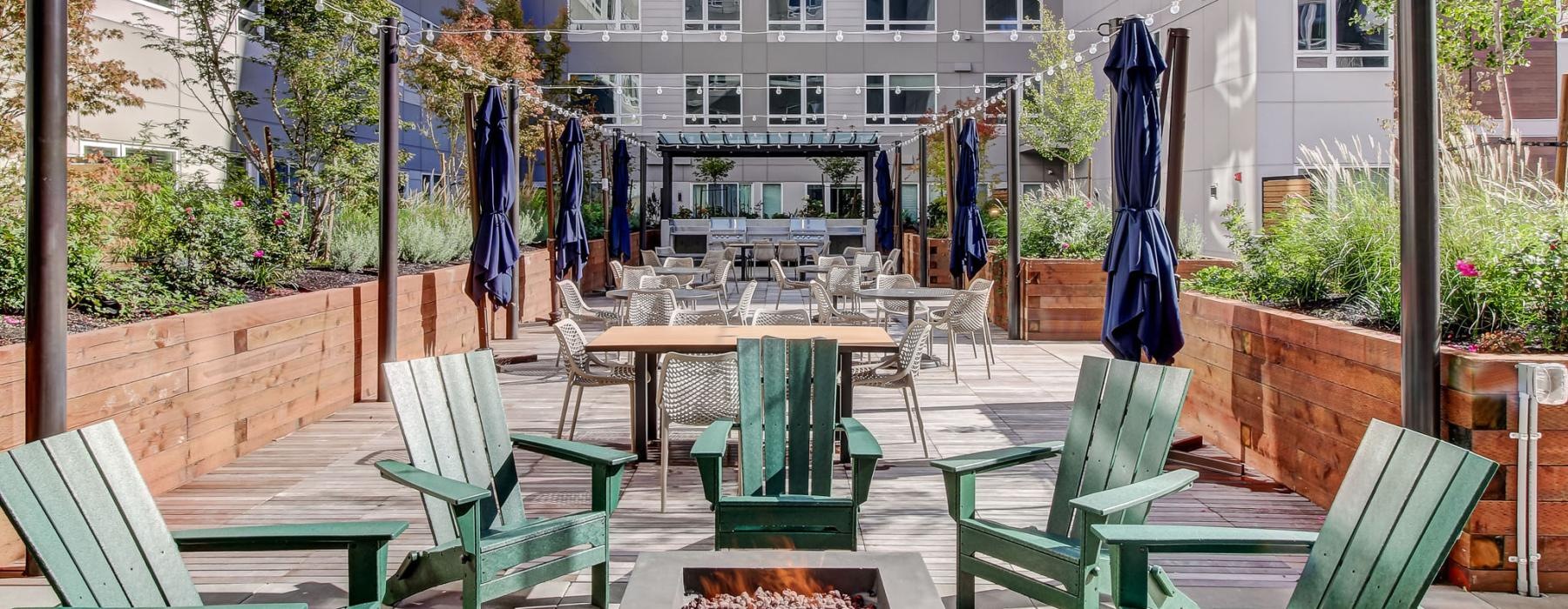 a table and chairs outside