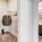 a bathroom with a shower and sink